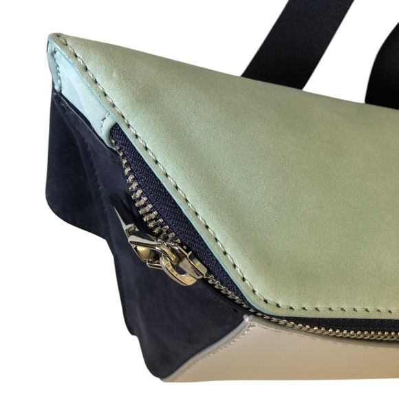 NWT Buscemi Trio Fanny Pack, Grey Leather, Sky/Navy Suede, Silver Tone Hardware - Picture 8 of 14